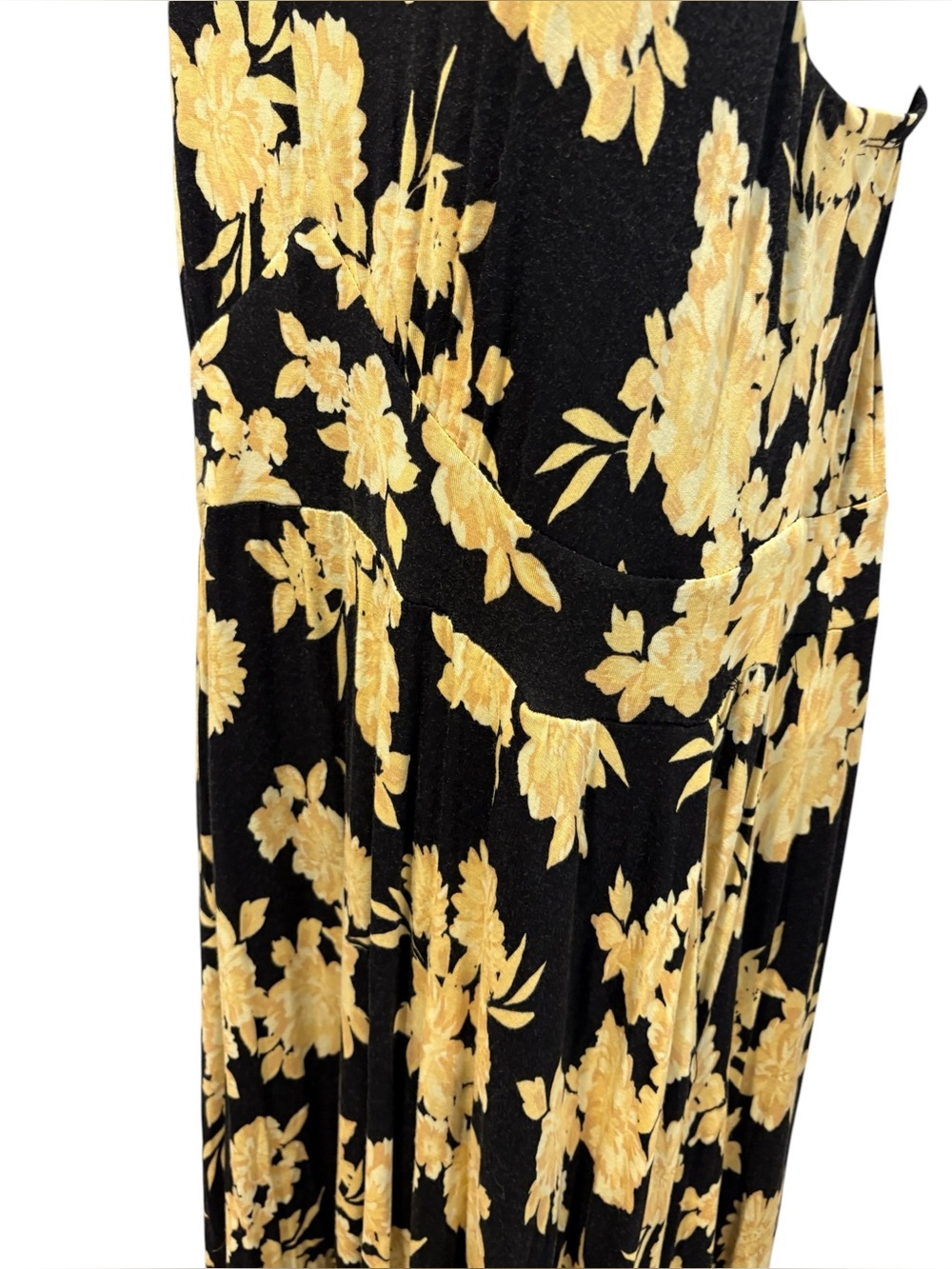 TORRID Women’s Sleeveless Tiered Maxi Dress Sundress Yellow Black Floral Size 1 - Picture 10 of 16